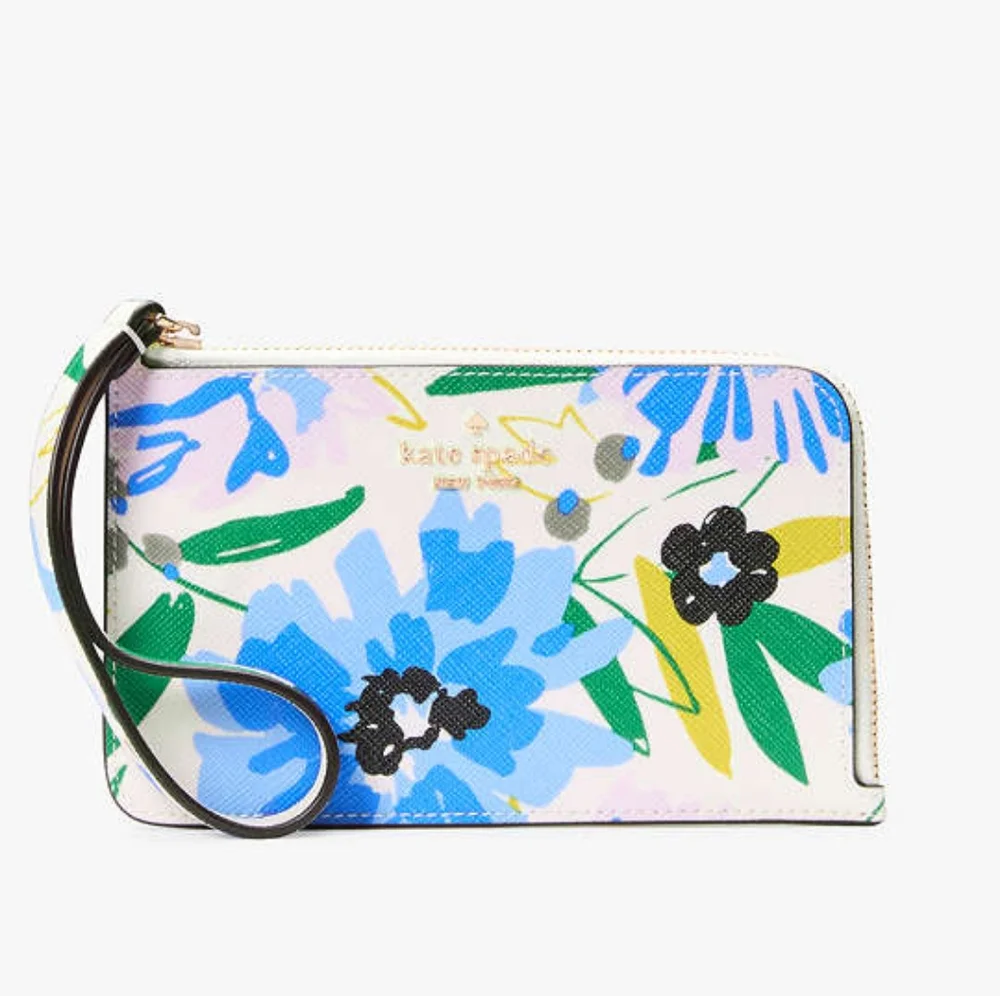 NWT Kate Spade - Lucy Floral Small L-Zip Wristlet Clutch - Picture 1 of 7